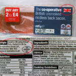 A packet of the Co-operative's British Unsmoked Rindless Back Bacon
