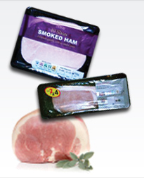 different packets of pork meat products